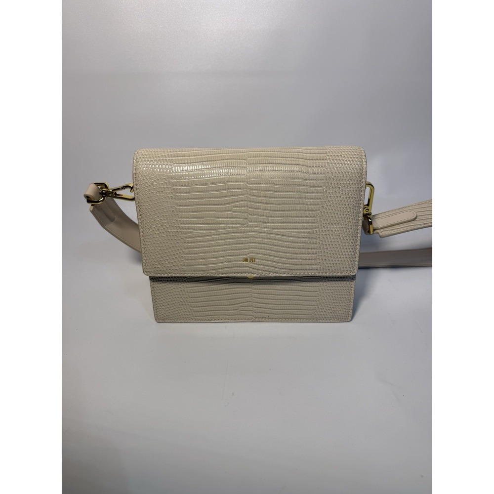 JW PEI Women's Ivory and Gold Lizard Mini Flap Crossbody Bag
